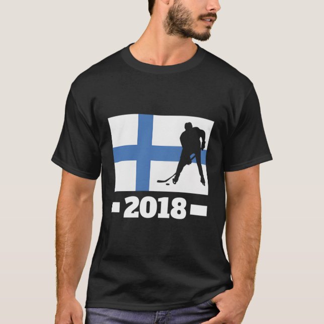 Finland Hockey Hooded T Shirt (Framsida)