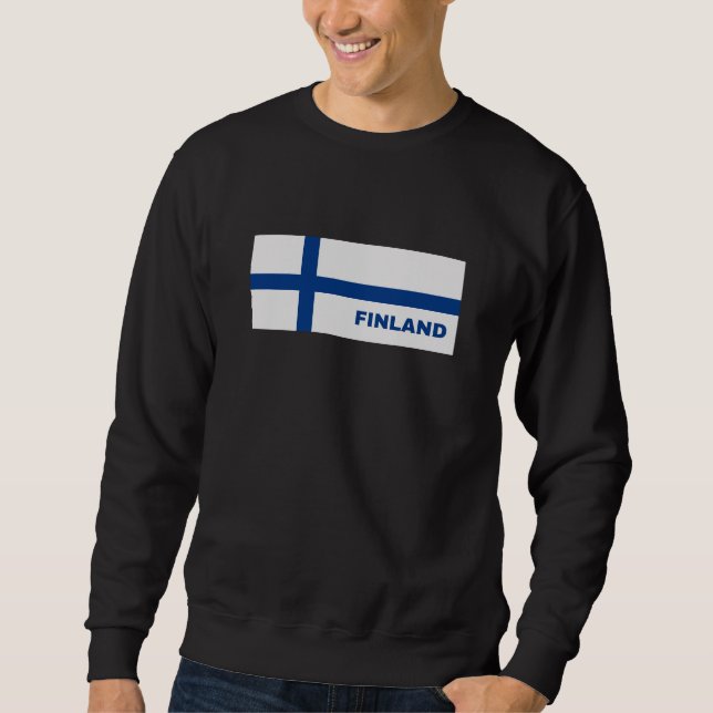 Finland i finska Flagga Lång Ärmad Tröja (Framsida)