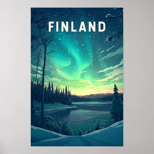 Finland Illustration Resa Konst Vintage Poster (Framsidan)