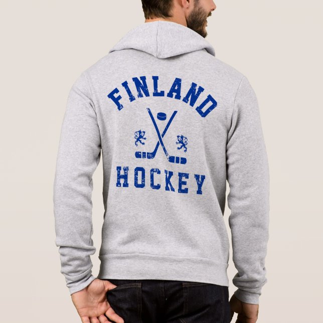 Finland Ishockey Hoodie T Shirt (Baksida)