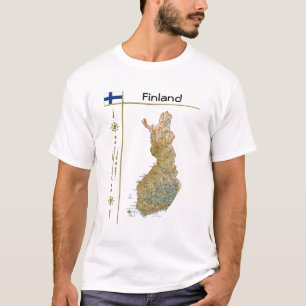 Finland Karta + Flagga + avdelning T-Shirt