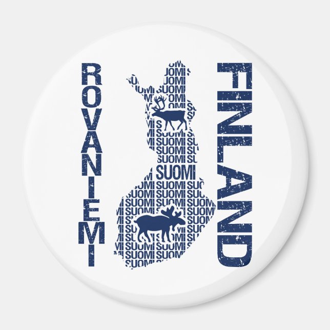 FINLAND KARTA magnet - Rovaniemi (Framsidan)