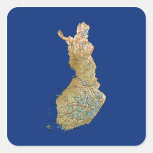 Finland Karta Sticker Fyrkantigt Klistermärke