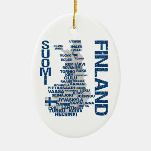 FINLAND KARTAprydnad - anpassade Julgransprydnad Keramik
