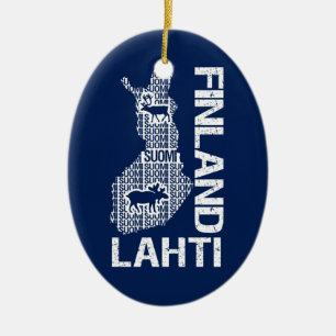 FINLAND KARTAprydnad - Lahti - anpassade Julgransprydnad Keramik