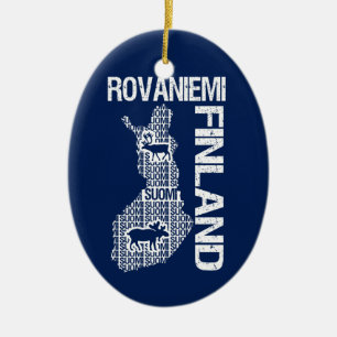 FINLAND KARTAprydnad - Rovaniemi - anpassade Julgransprydnad Keramik
