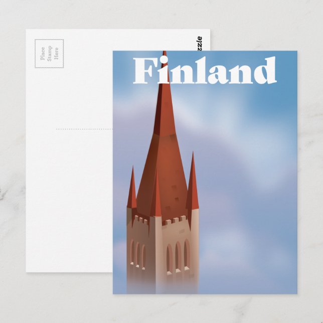 Finland Kyrka  Vykort (Fram/baksida)