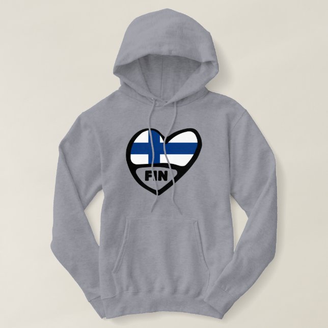 Finland Land Code Flagga Heart, FIN T Shirt (Design framsida)