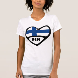 Finland Land Code Flagga Heart, FIN T Shirt
