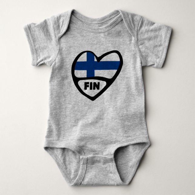 Finland Land Code Flagga Heart, FIN T Shirt (Framsida)