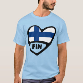 Finland Land Code Flagga Heart, FIN T Shirt