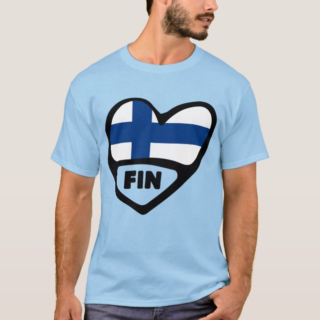 Finland Land Code Flagga Heart, FIN T Shirt (Framsida)