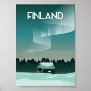 Finland Lappland-vintern norra ljus Poster