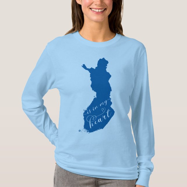 Finland ligger i mitt hjärta t shirt (Framsida)