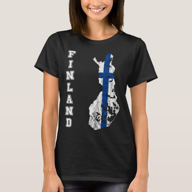 Finland map outline Finland travel Scandinavia Sis T Shirt (Framsida)