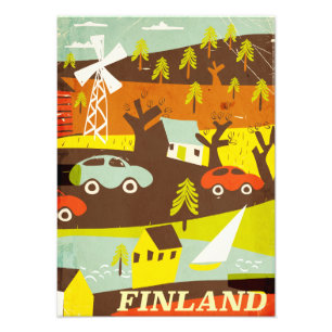Finland mitten av seklet modern resaffisch fototryck