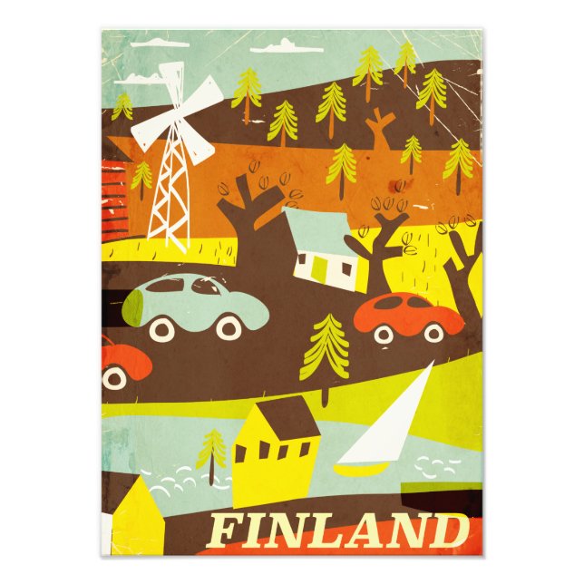 Finland mitten av seklet modern resaffisch fototryck (Framsidan)