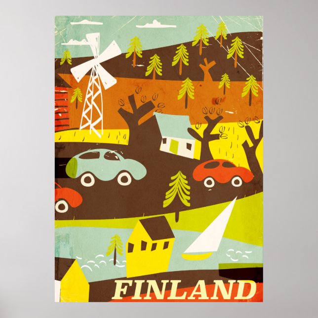 Finland mitten av seklet modern reseposters poster (Framsidan)