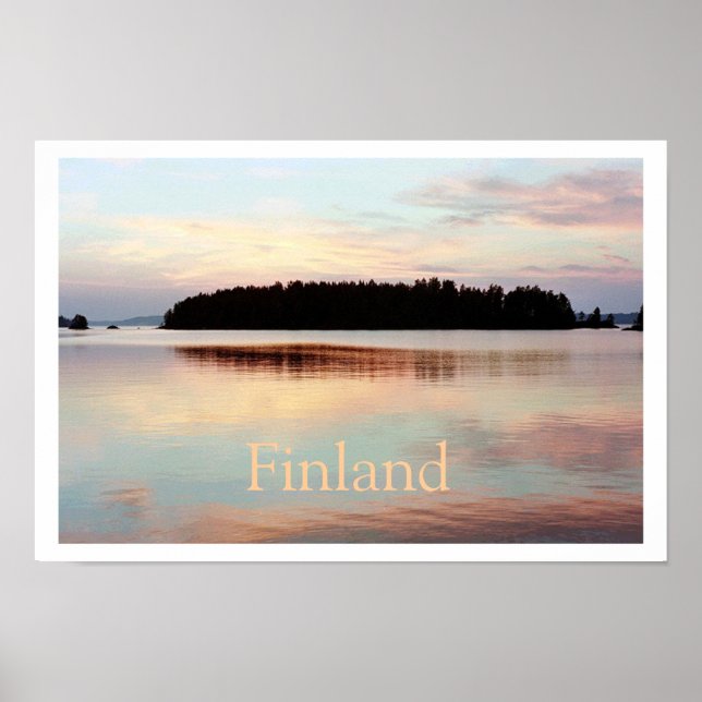 Finland (ö-solnedgång) Poster med text (Framsidan)