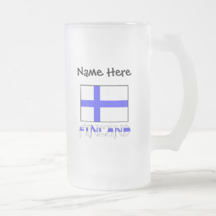 Finland och Finlands flagga Personlig Frostat Ölglas