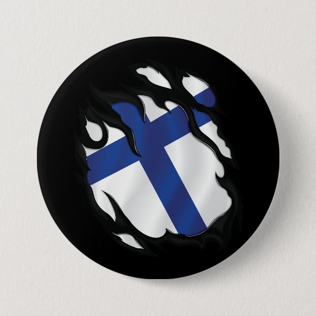 Finland Rippad Flagga Knapp (Framsida)