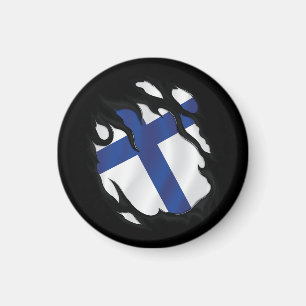 Finland Rippad Flagga Magnet