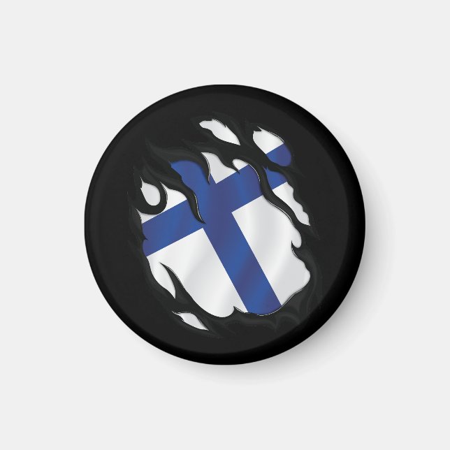 Finland Rippad Flagga Magnet (Framsidan)