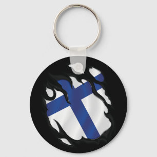 Finland Rippad Flagga Nyckelring