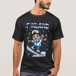 Finland Snowboard Kid Finland Ski Flagga för Pojka T Shirt