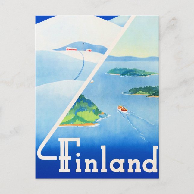 Finland, sommar och vinter, vykort (Framsida)