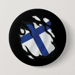 Finland Sönderriven Flagga Knapp