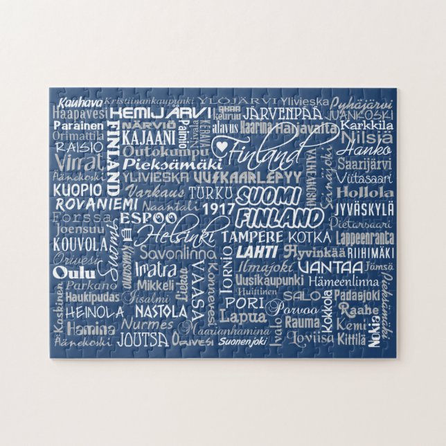 Finland städerpussel pussel (Horisontell)