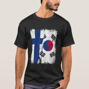 Finland Sydkorea Halv Flagga Finsk Sydkoreansk T Shirt