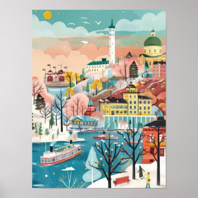 Finland Tryck Finland Illustration Helsingfors Res (Framsidan)