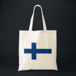 finland tygkasse<br><div class="desc">Finlands Flagga.

Finlands flagga (finska: Suomen lippu,  svenska: Finlands flagga),  även kallad siniristilippu ("Blue Kor Flagga"),  data från början av 1900-talet. I en vit bakgrund har den en blå nordisk kor,  som representerar kristendomen.</div>