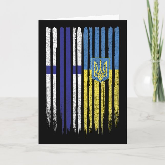 Finland Ukraina Finska Ukrainsk Flagga  Kort (Framsida)