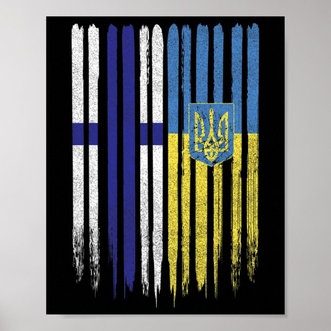 Finland Ukraina Finska Ukrainsk Flagga  Poster (Framsidan)