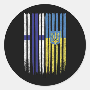 Finland Ukraina Finska Ukrainsk Flagga Runt Klistermärke