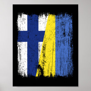 Finland Ukraina Halv Flagga Finsk Ukrainskt Kultur Poster
