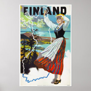 Finland Vintage resor Poster återställt