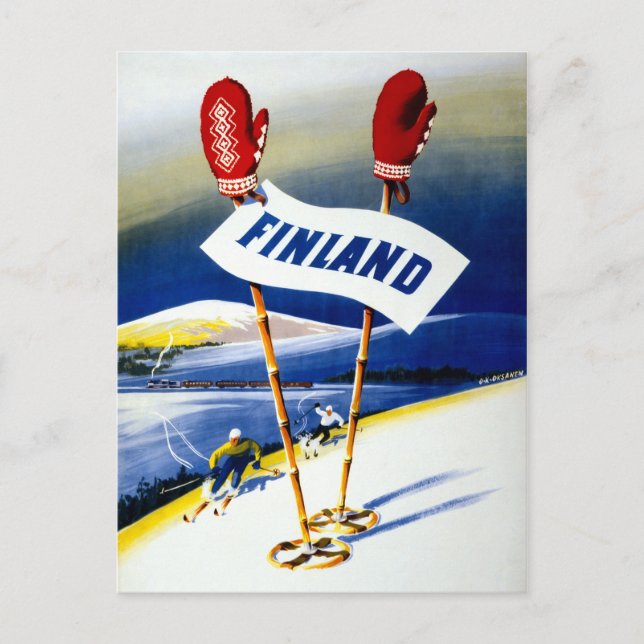 Finland Vintage resor Poster återställt Vykort (Framsida)