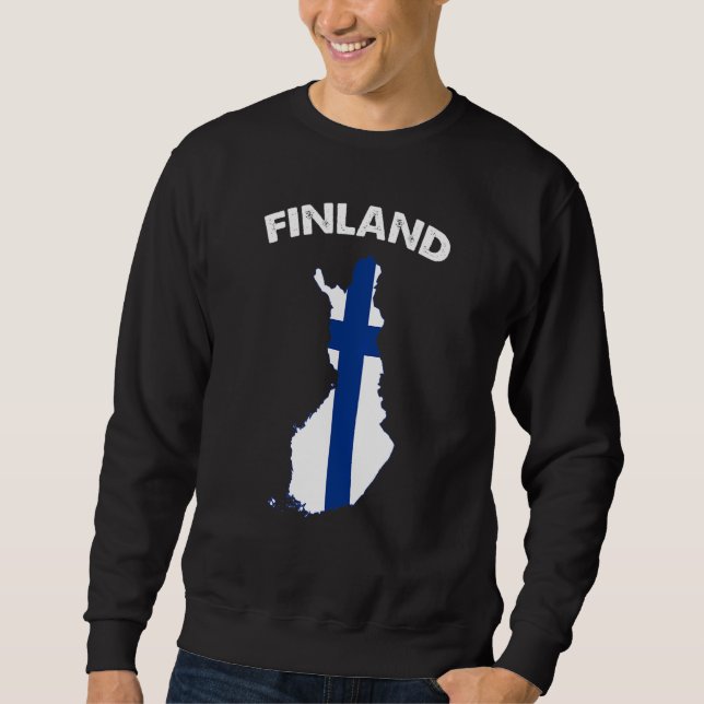 Finlands Finlands Finlands understöd för Flagga Lång Ärmad Tröja (Framsida)