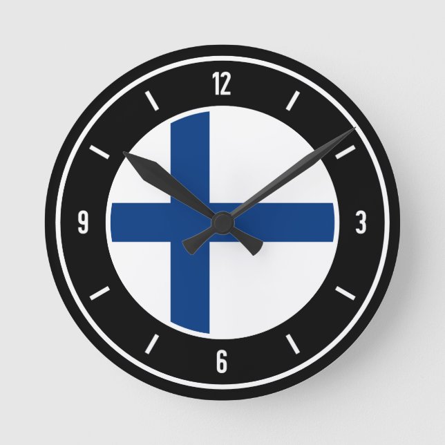 Finlands Flagga Elegant Rund Klocka (Framsida)