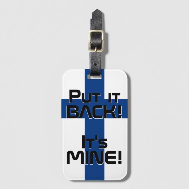 Finlands Flagga Funny Patriotic Bagagebricka (Framsida vertikal)