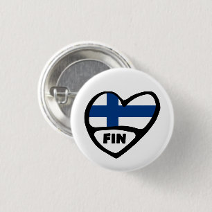 Finlands Flagga Heart Pin Badge, FIN Knapp