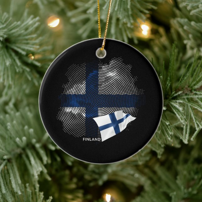 Finlands flagga julgransprydnad keramik (Träd)