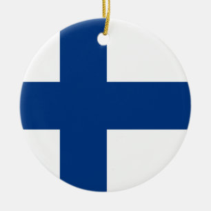 Finlands flagga julgransprydnad keramik