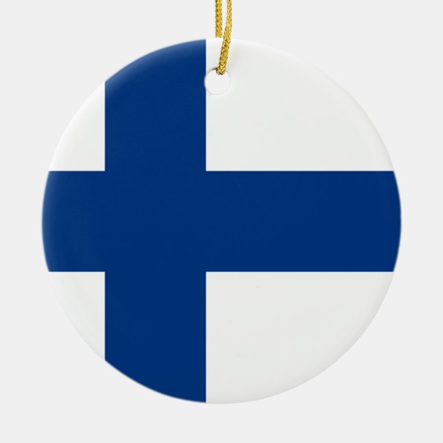Finlands flagga julgransprydnad keramik (Framsidan)