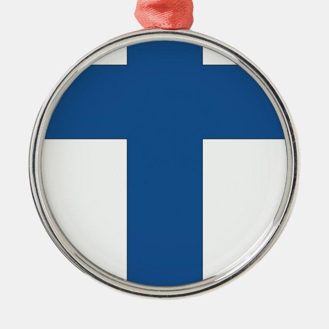 Finlands flagga julgransprydnad metall (Framsidan)