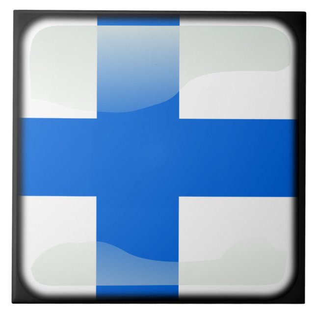 Finlands flagga kakelplatta (Framsidan)